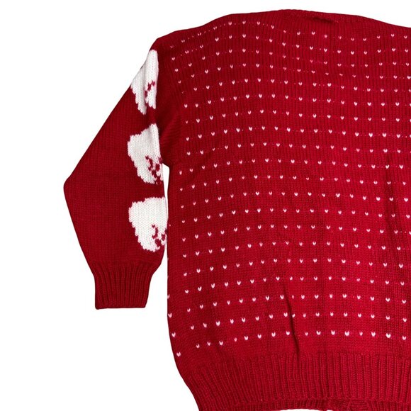 Vintage ANDINA Red Sheepswool Hand made in Peru Capybara Cardigan Women's Size M - Picture 4 of 11